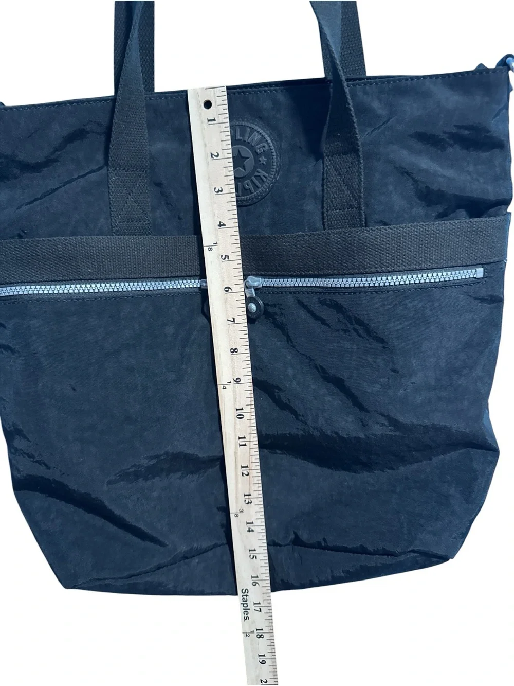 Kipling Black Nylon Duffel Tote with Front Zip Pockets
